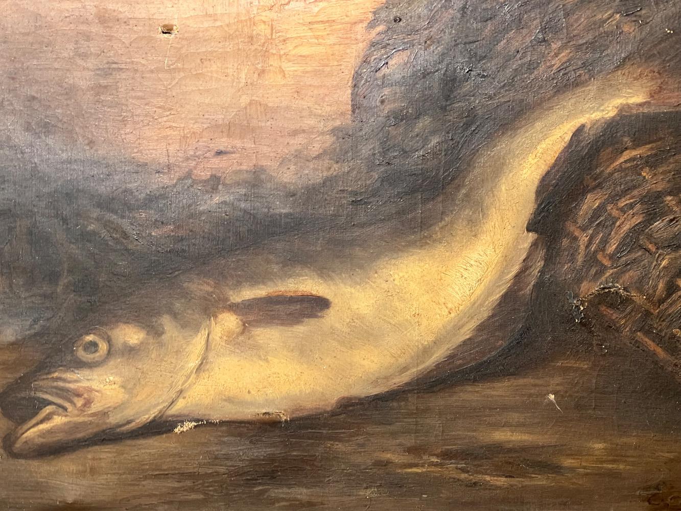 Stillife with a fish ( oil on canvas )