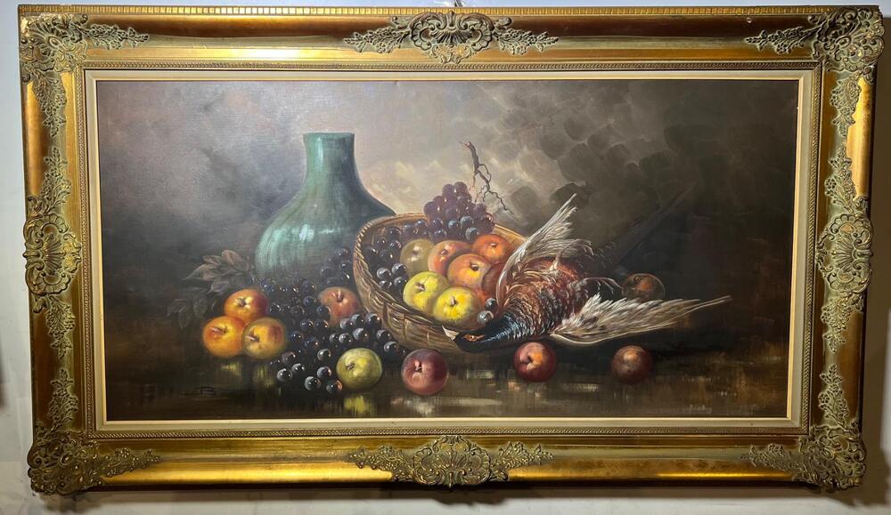 Stillife with a pheasant and fruit ( oil on canvas )