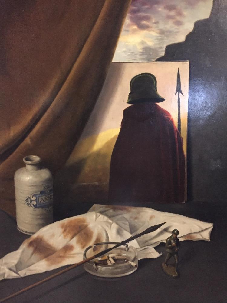 Stillife with  a soldier (oil on panel)