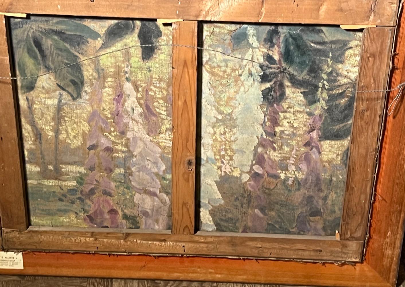 Stillife with books ( on the reverse : the garden ). ( oil on canvas)