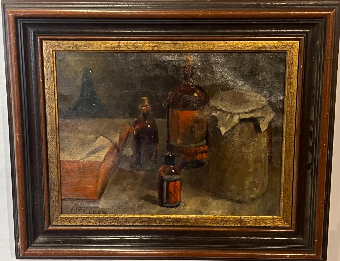 Stillife with bottles ( oil on canvas )