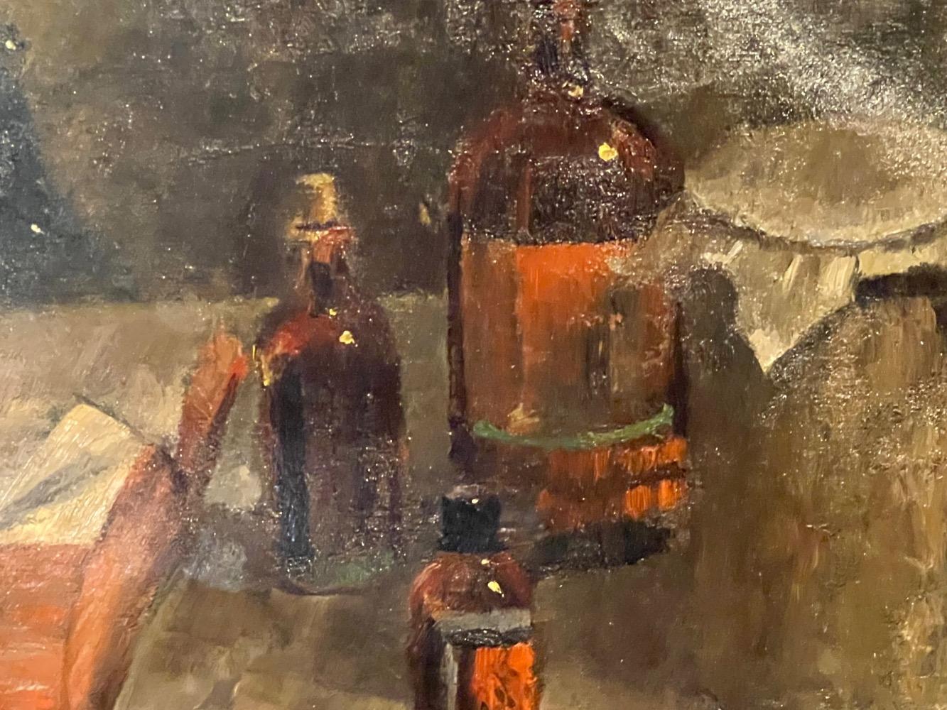 Stillife with bottles ( oil on canvas )