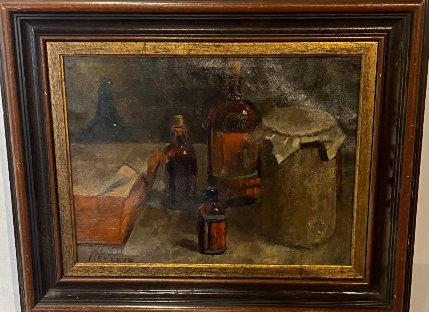 Stillife with bottles ( oil on canvas )