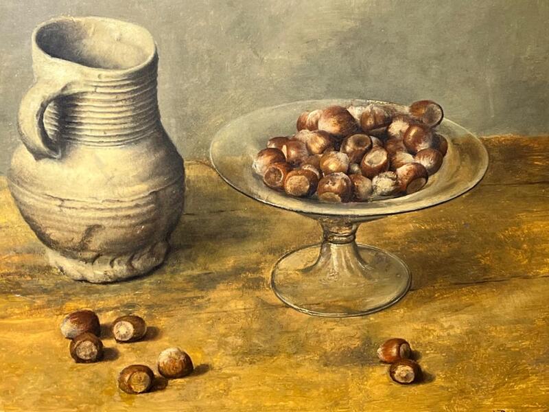 Stillife with chestnuts ( oil on panel )