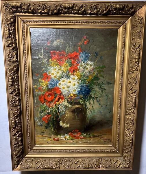 Stillife with flowers ( oil on panel )