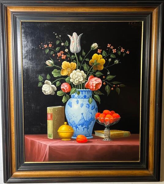 Stillife with flowers ( oil on panel )