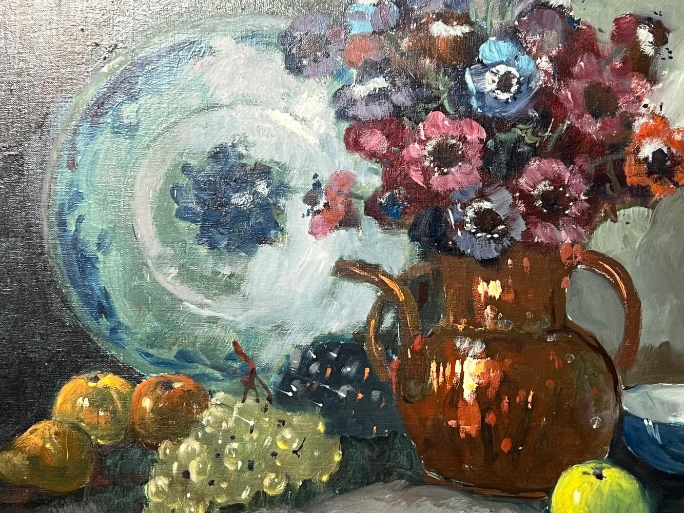 Stillife with flowers and fruit ( oil on canvas)