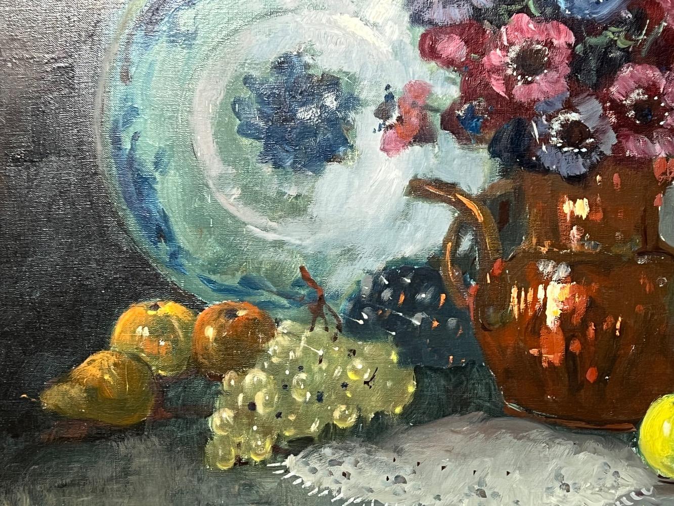 Stillife with flowers and fruit ( oil on canvas)