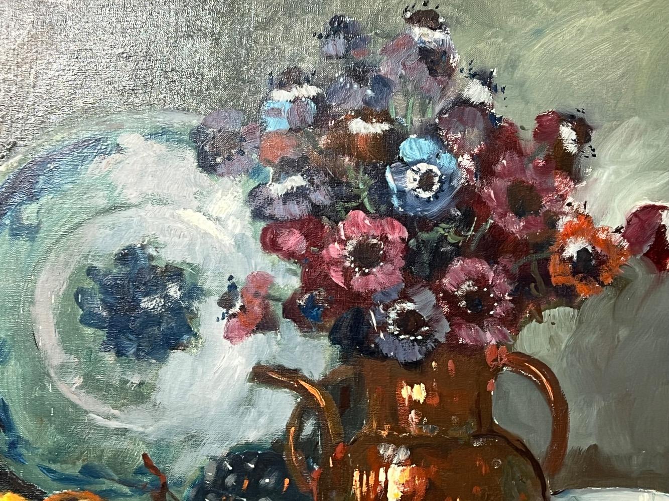 Stillife with flowers and fruit ( oil on canvas)