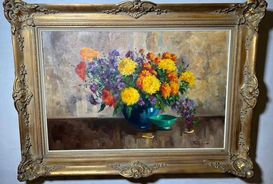 Stillife with flowers ( oil on canvas )