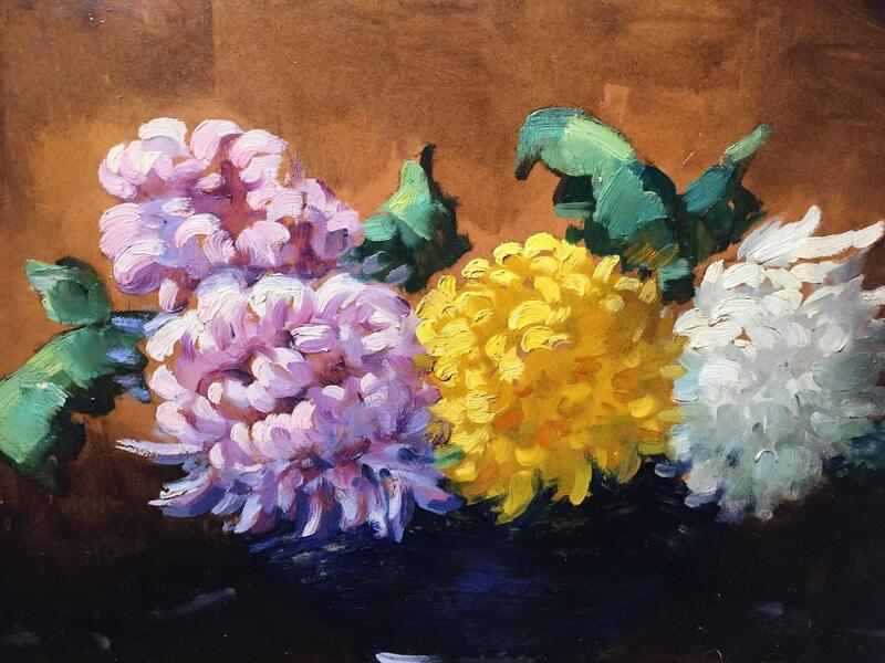 Stillife with flowers ( oil on panel )