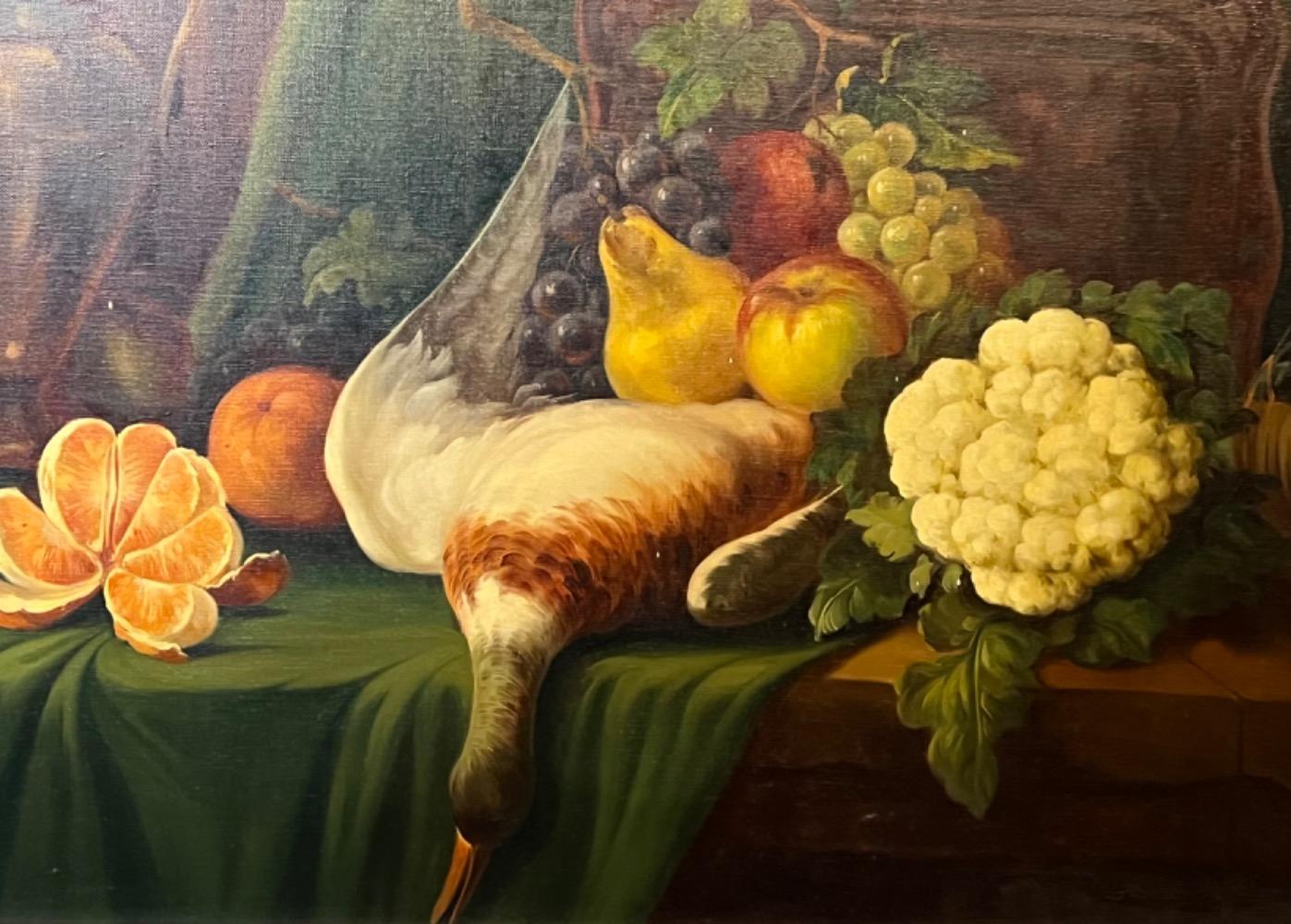Stillife with game and fruit ( oil on canvas )