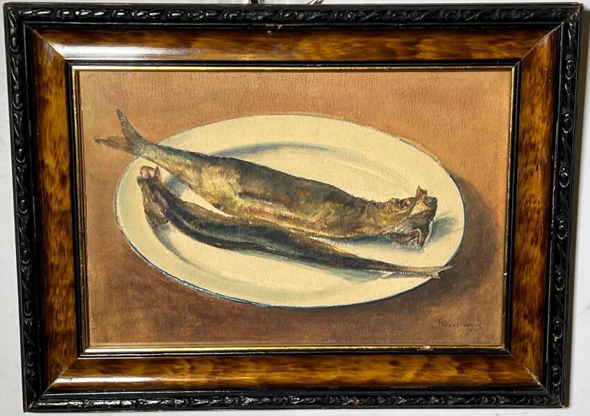 Stillife with herring ( watercolors )