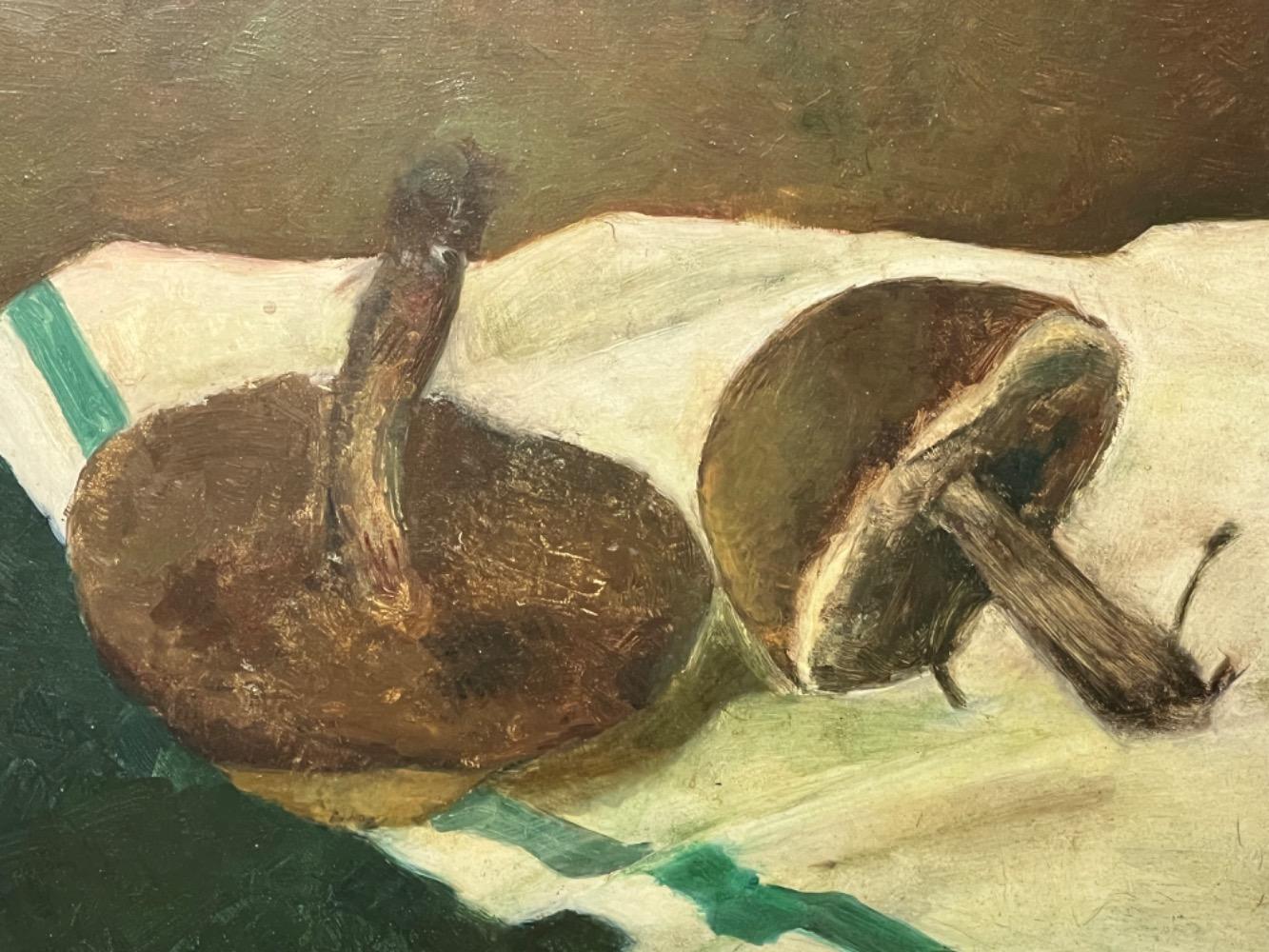 Stillife with mushrooms ( oil on panel )