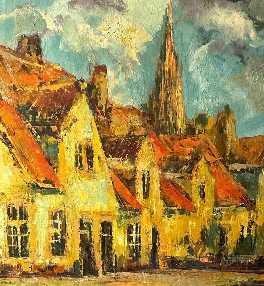 Street in Bruges near the cathedral ( oil on panel)