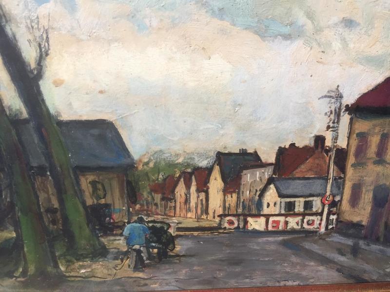 The artist at the railway station ( oil on board)