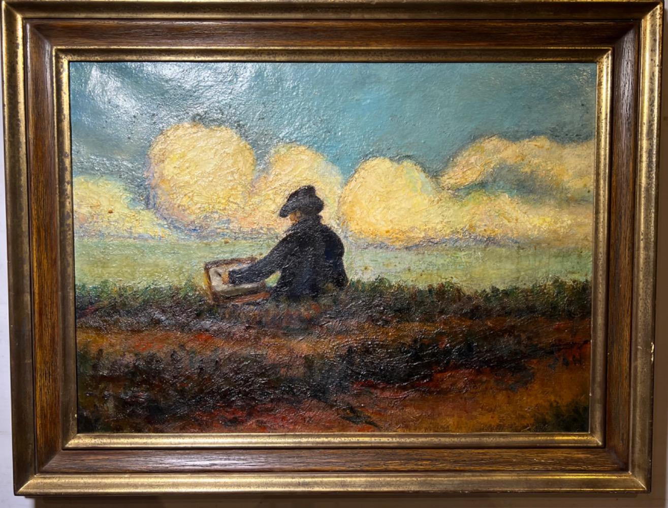 The artist painter at work ( oil on canvas )