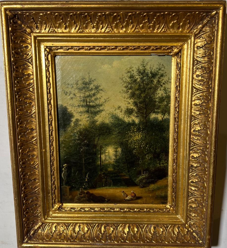 The artist painter in the park in the summertime ( oil on canvas )