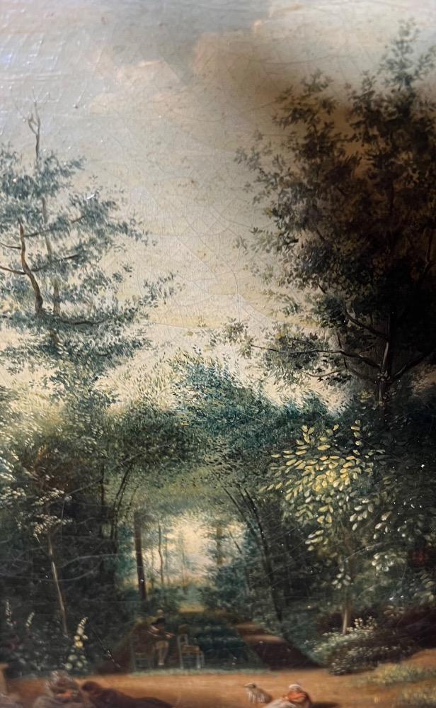 The artist painter in the park in the summertime ( oil on canvas )