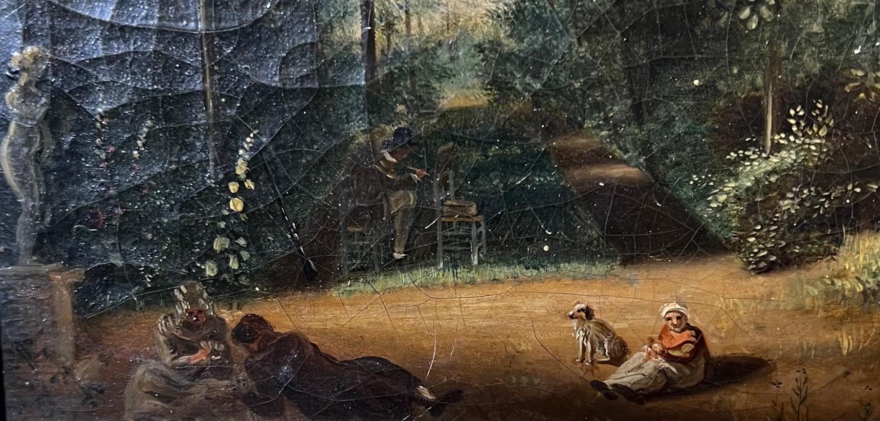 The artist painter in the park in the summertime ( oil on canvas )