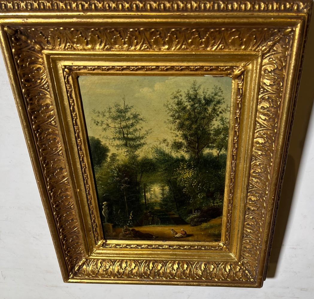 The artist painter in the park in the summertime ( oil on canvas )