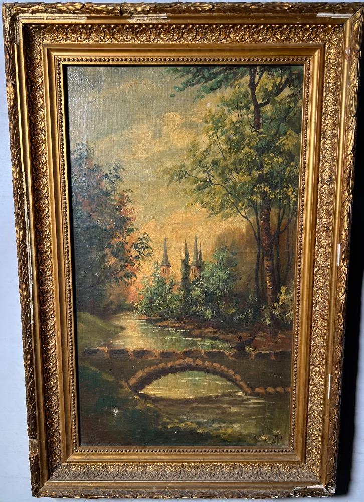 The bridge near the castle ( oil on canvas )