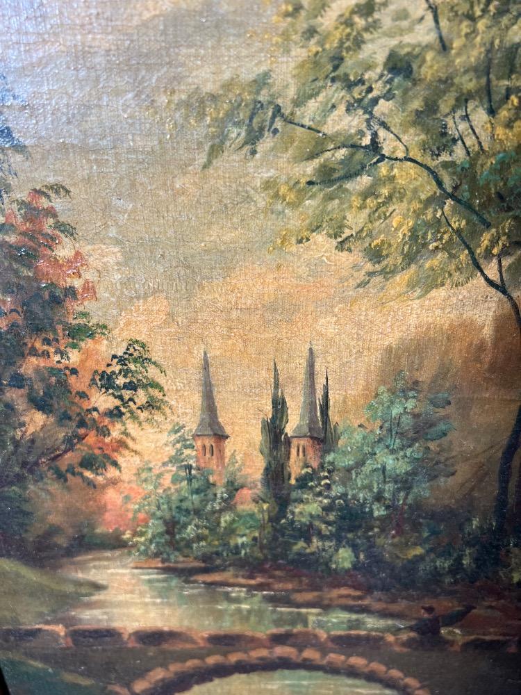 The bridge near the castle ( oil on canvas )