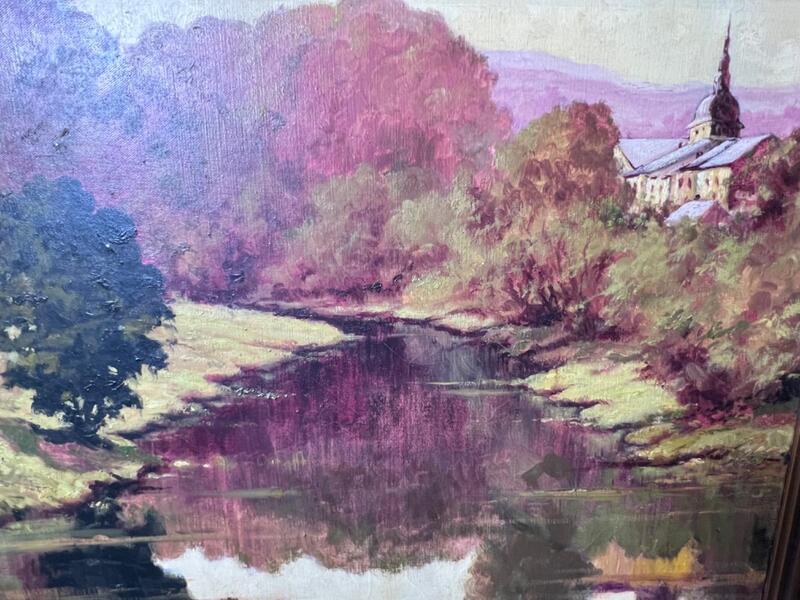 The castle at the riverside ( oil on canvas )