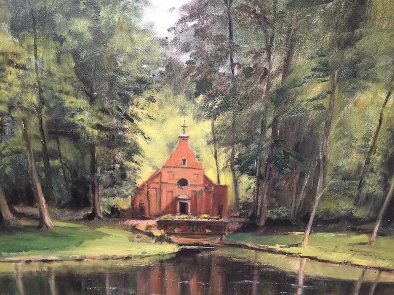 The chapel at the riverside ( oil on canvas)