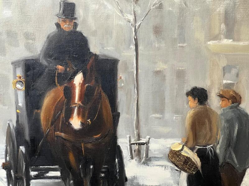 The coach in the wintertime ( oil on canvas)