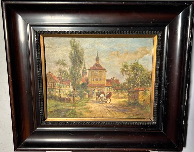 The coach with the horses trip ( a pair , oil on panel )