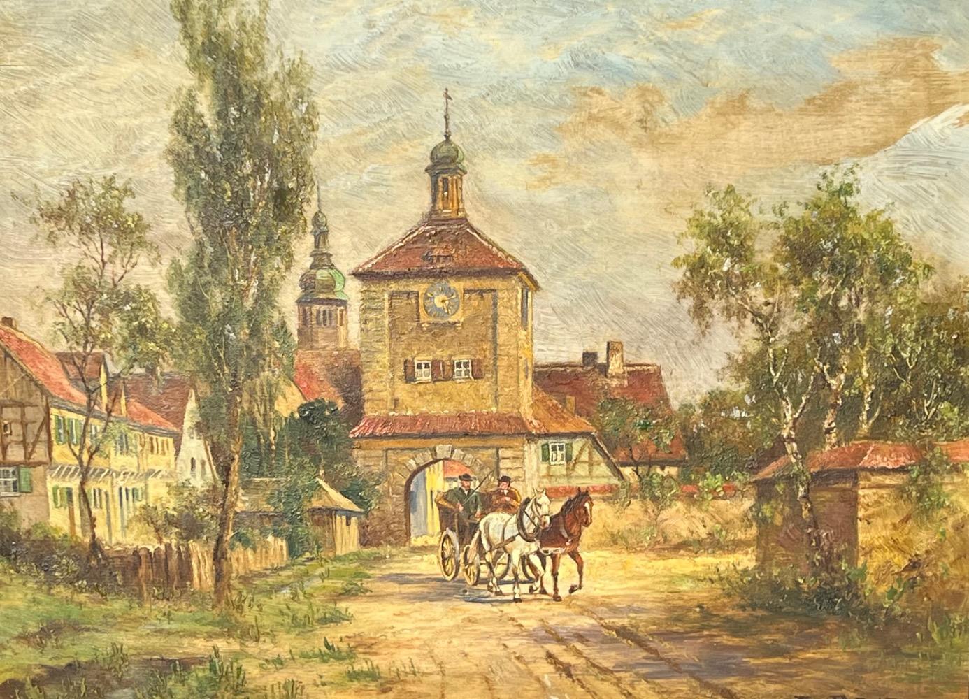 The coach with the horses trip ( a pair , oil on panel )