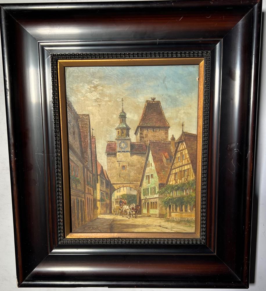 The coach with the horses trip ( a pair , oil on panel )