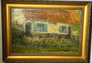 The cottage in the summertime ( oil on canvas)