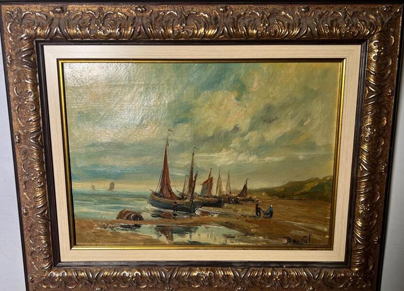 The daily life at the beach ( oil on canvas )