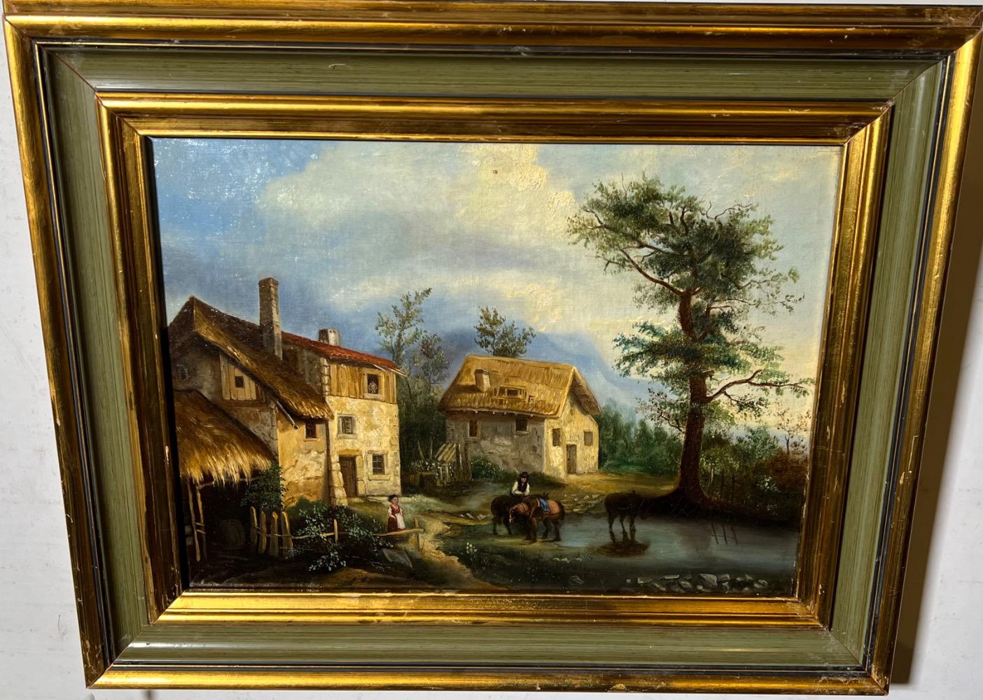 The daily life at the farm ( oil on canvas )