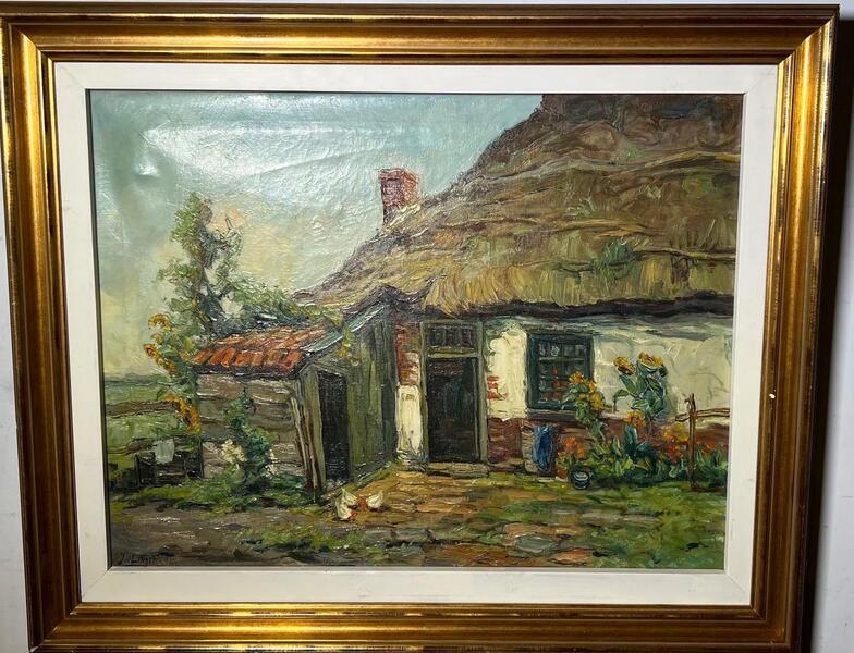 The daily life at the farm ( oil on canvas )