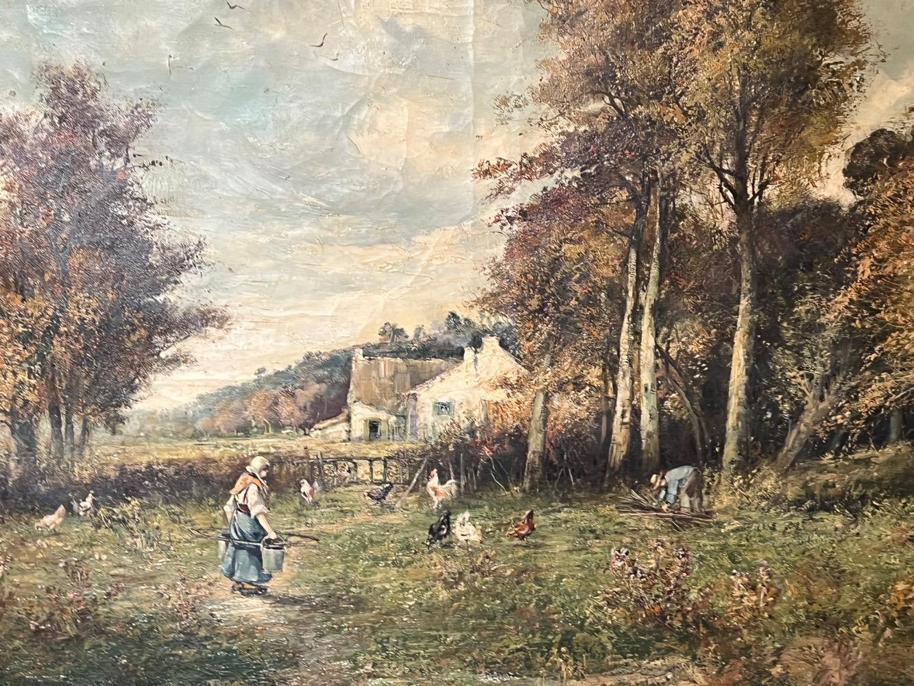 The daily life at the farm ( oil on canvas )