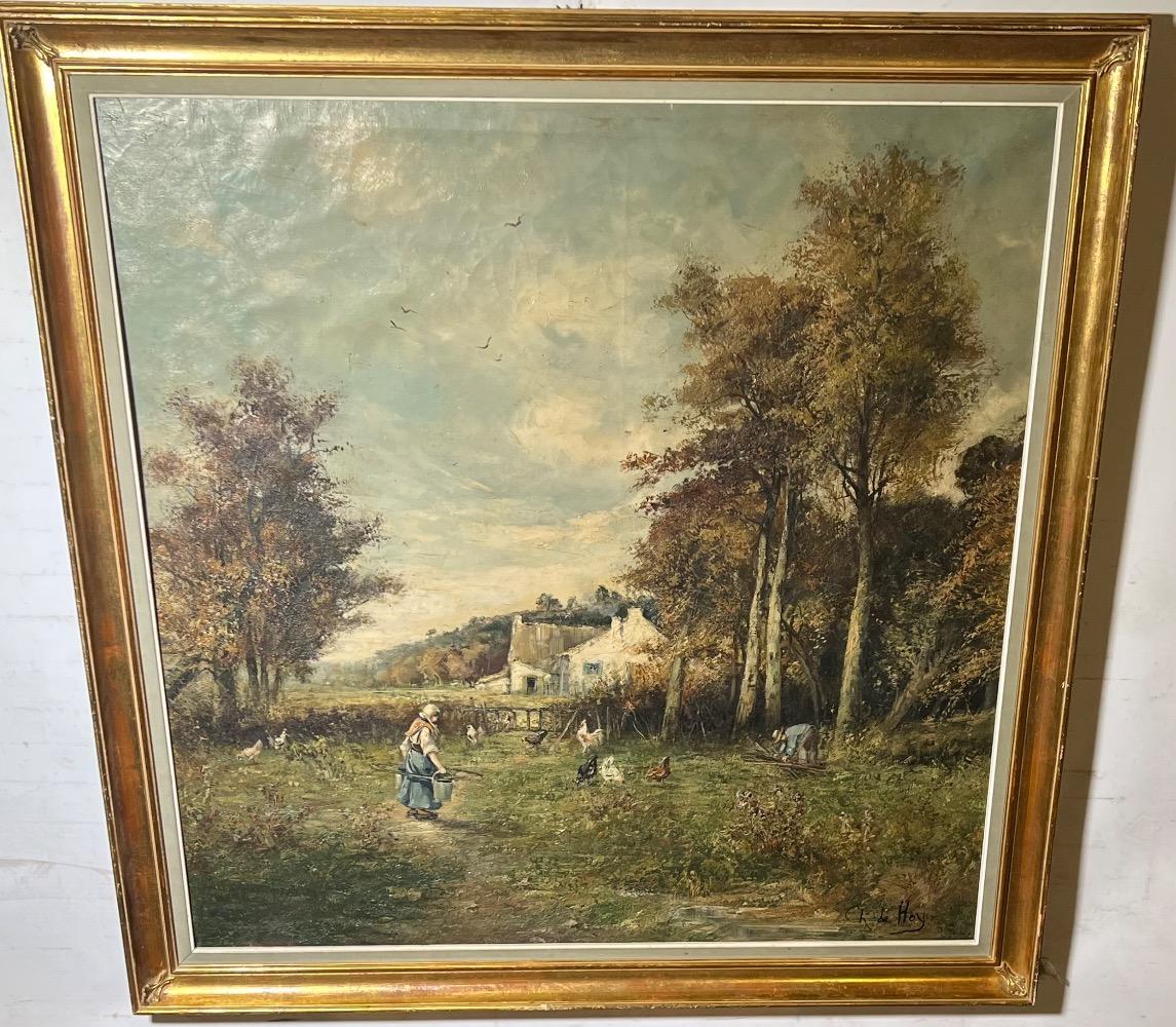 The daily life at the farm ( oil on canvas on panel )