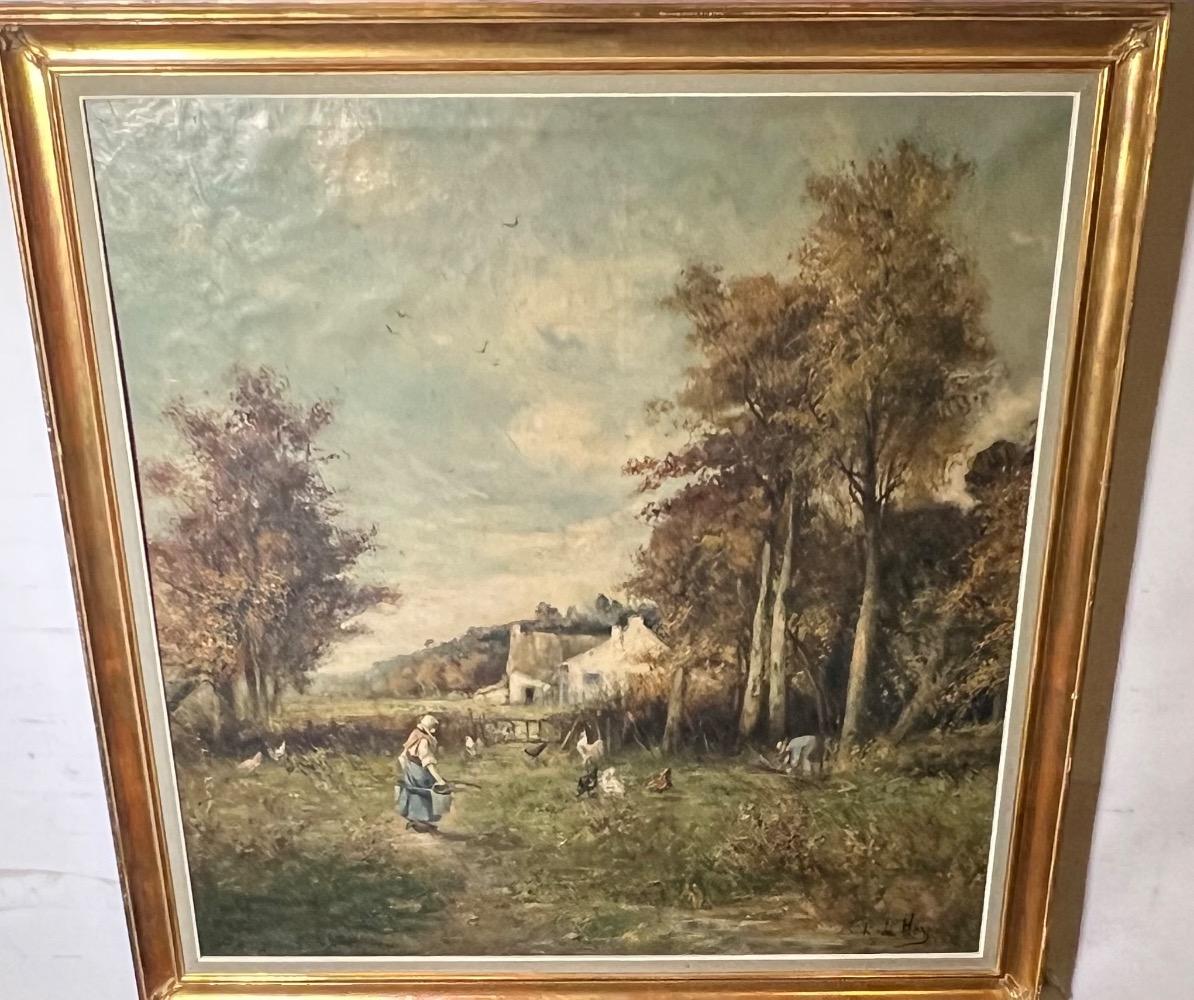 The daily life at the farm ( oil on canvas on panel )