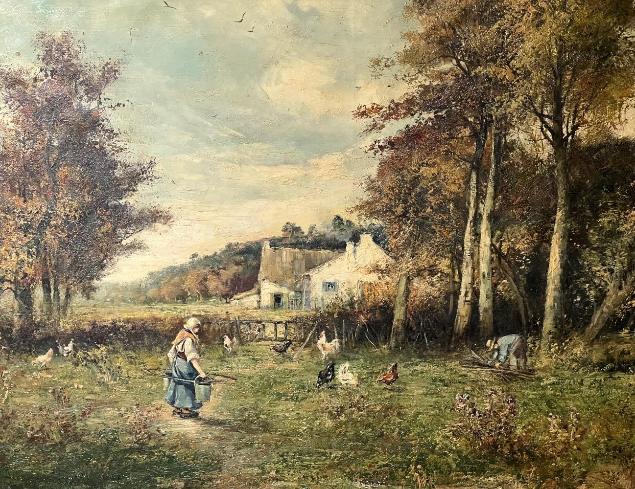 The daily life at the farm ( oil on canvas on panel )
