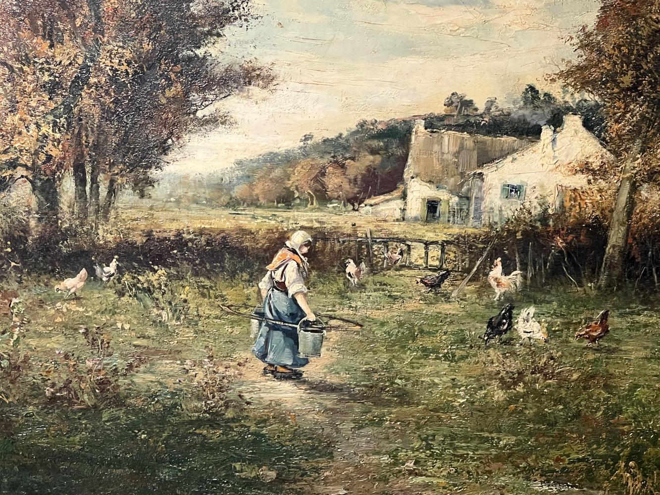 The daily life at the farm ( oil on canvas on panel )