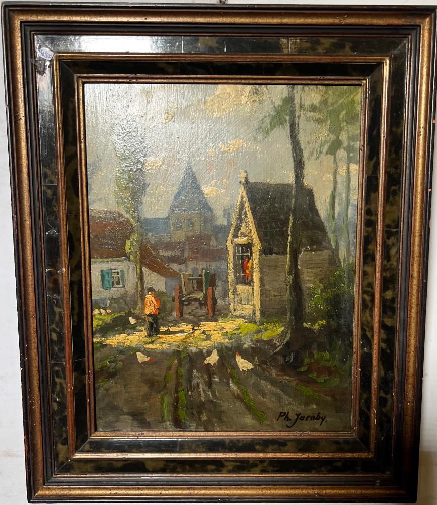 The daily life at the farm ( oil on panel )