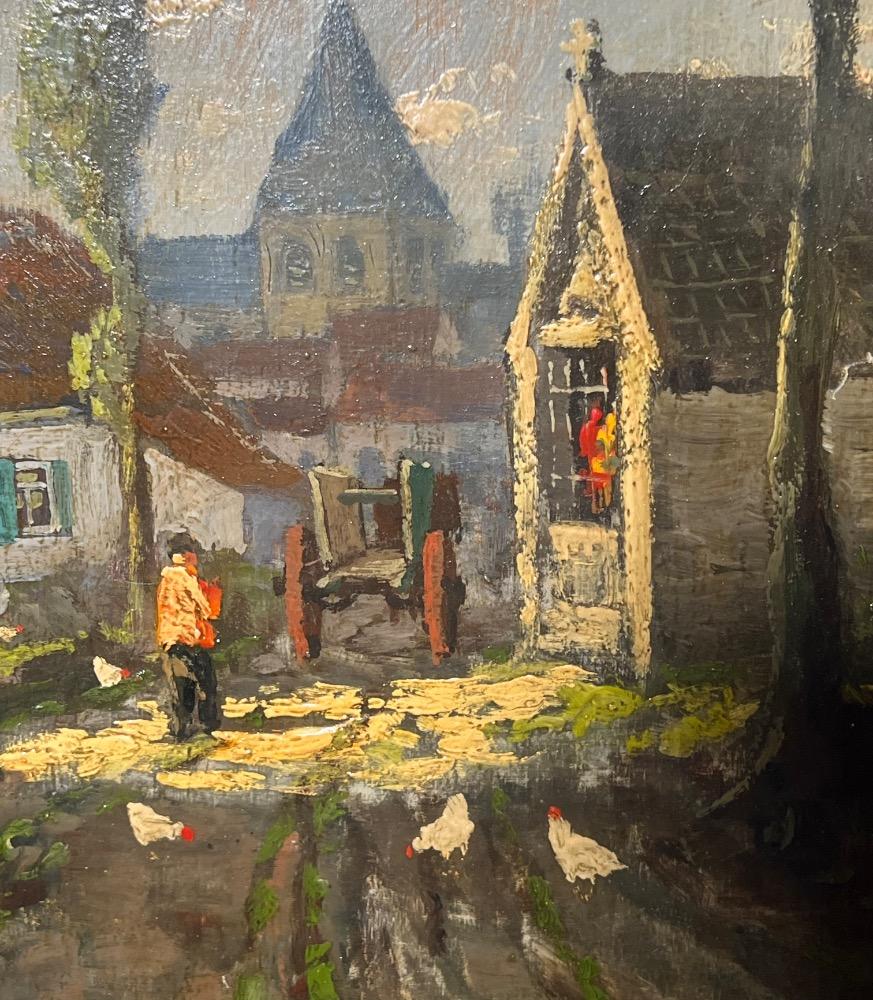 The daily life at the farm ( oil on panel )