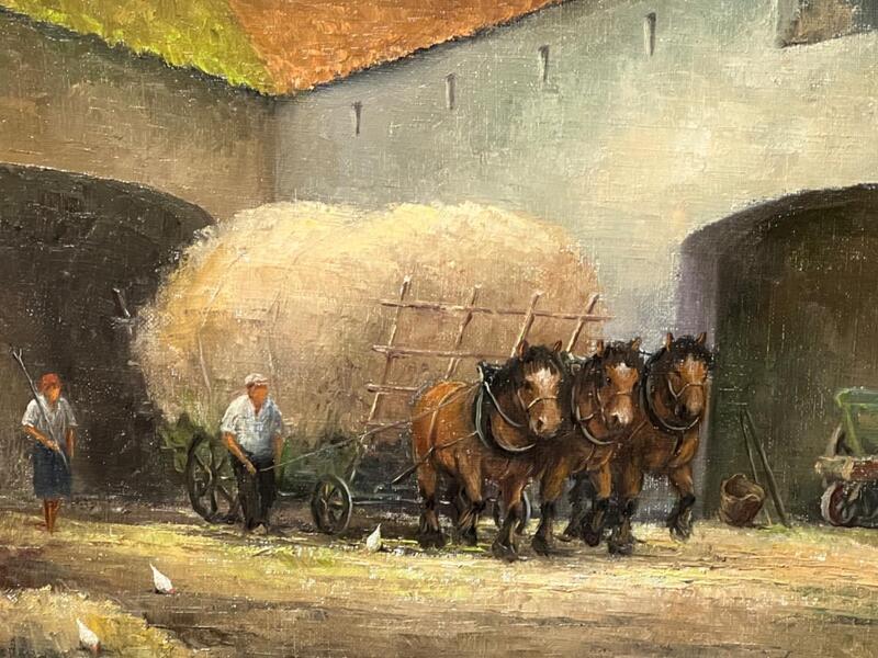 The daily life at the farm ( oil on panel )