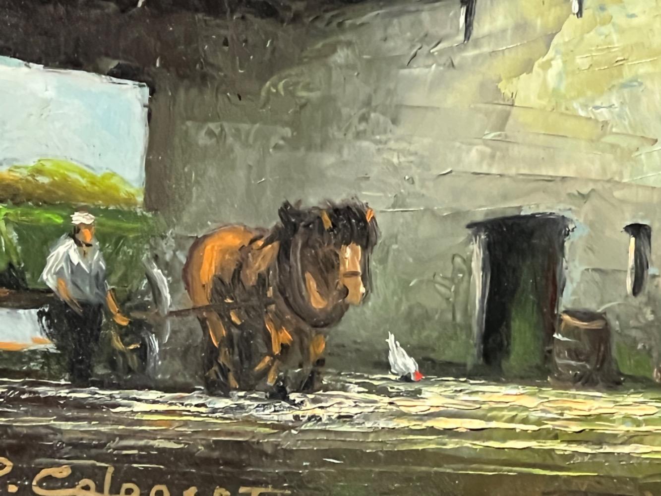 The daily life at the farm ( oil on panel )