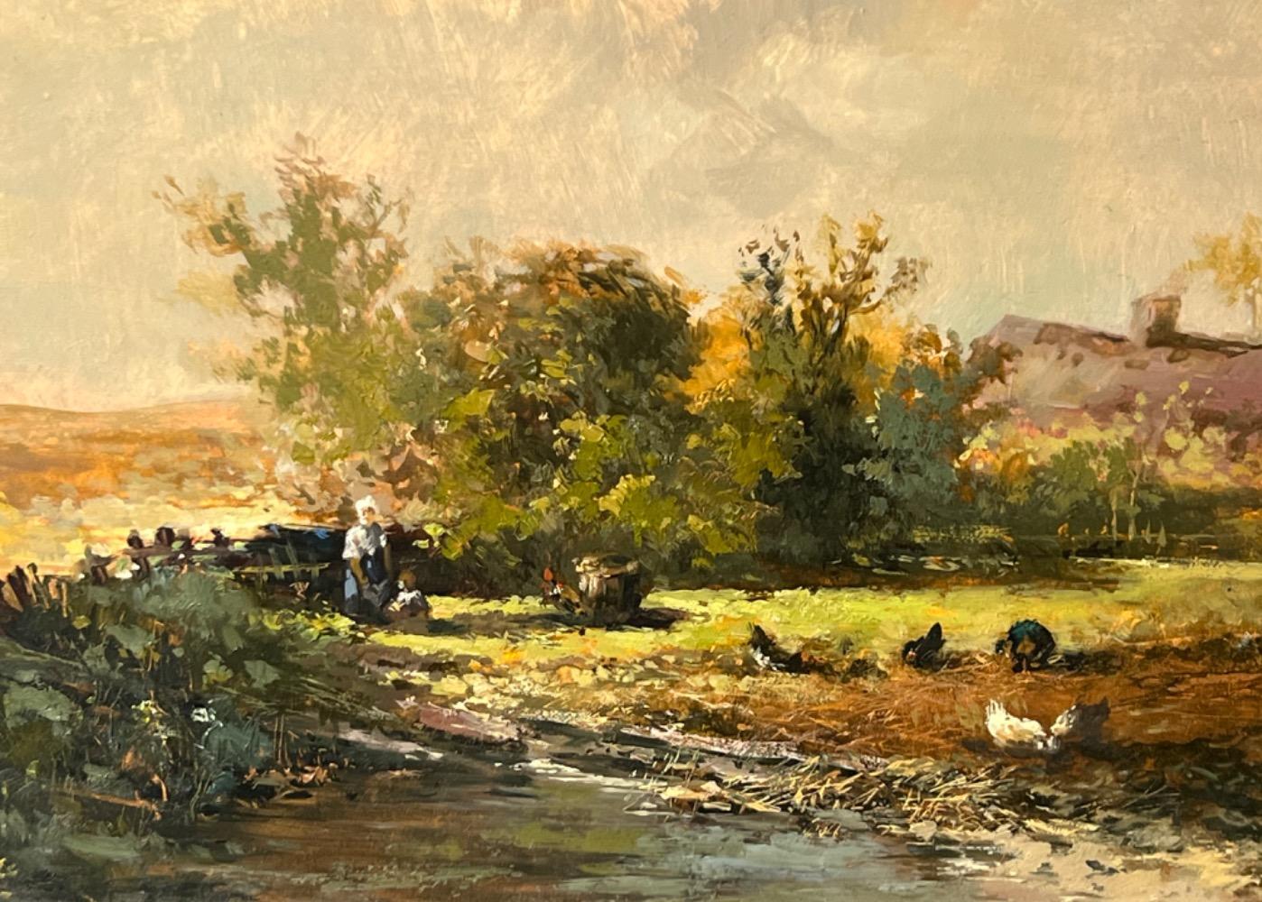 The daily life at the farm ( oil on panel )