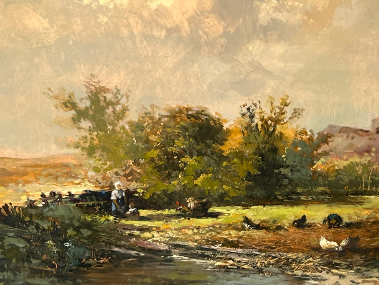 The daily life at the farm ( oil on panel )