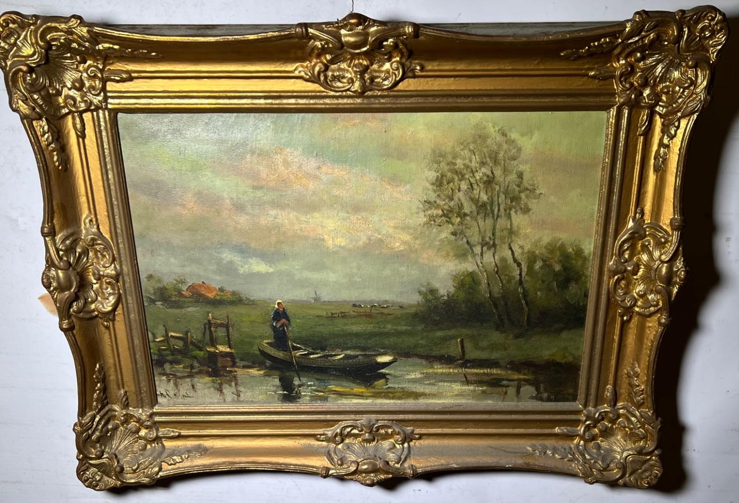 The daily life at the riverside ( oil on canvas )