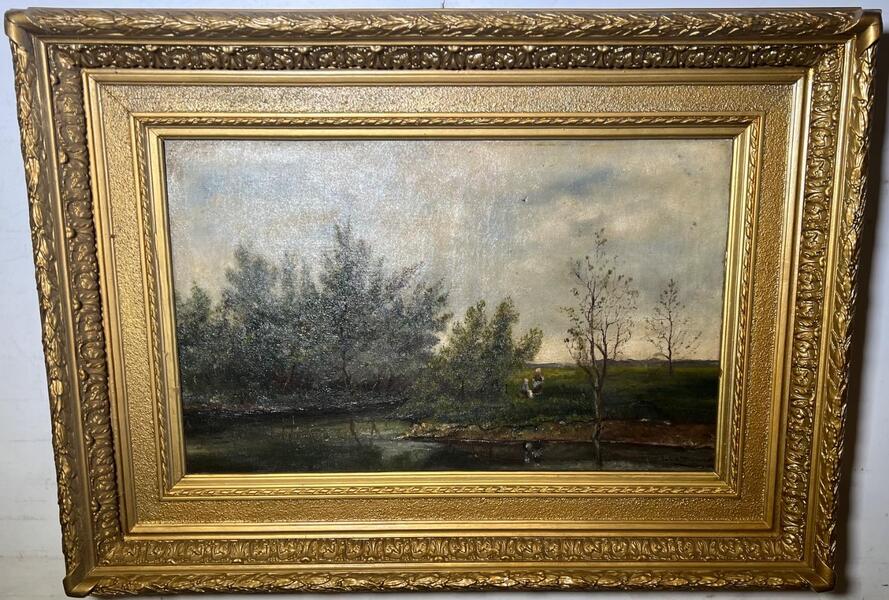 The daily life at the riverside ( oil on canvas)